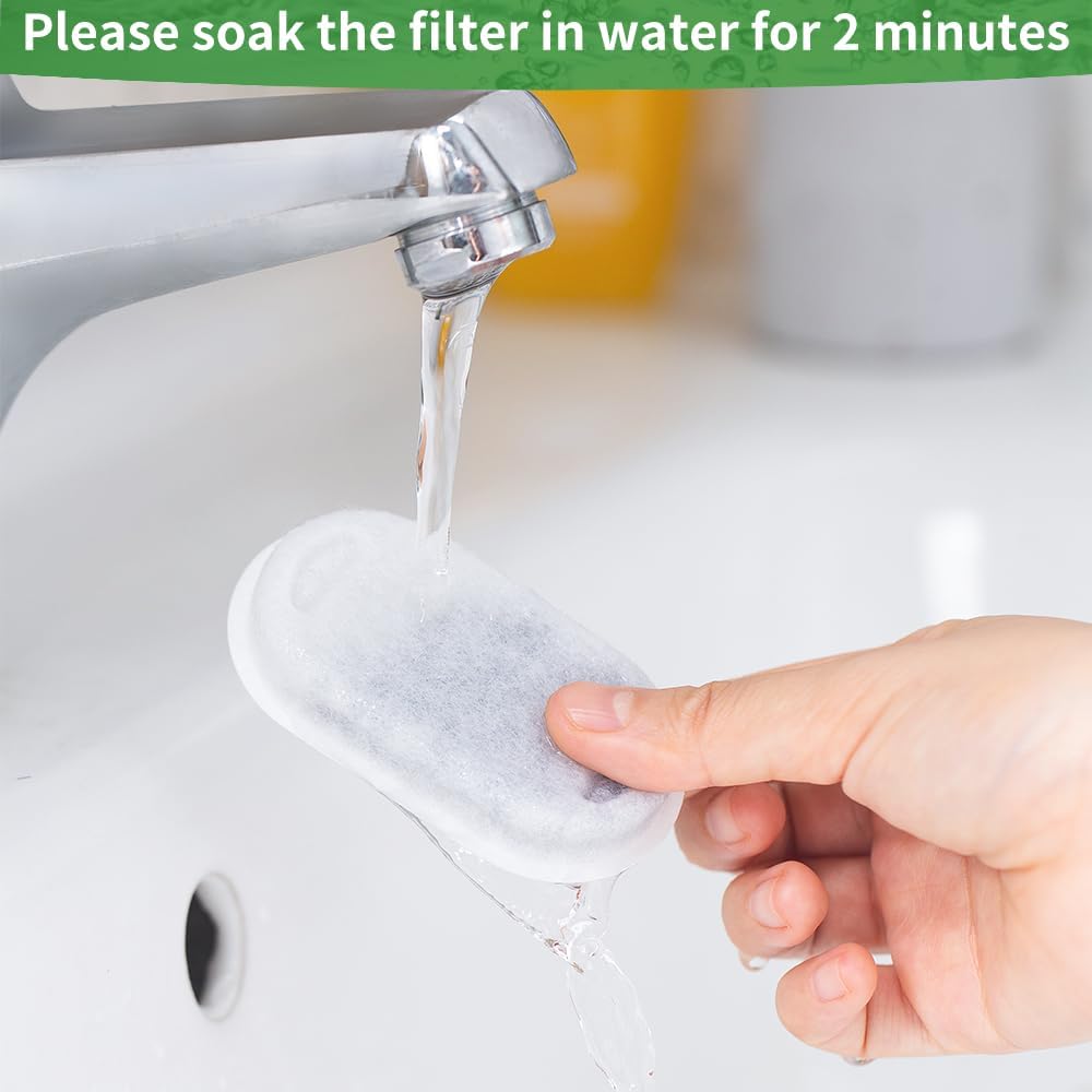 24 Pack Cat Water Fountain Filters for Stainless Steel 108oz/3.2L& 67oz/2L, 12 Pcs Cats Waters Foutains Filter with 12 Piece Sponges for Automatic Pet Water's Dispenser (12 Filters & 12 Sponges)