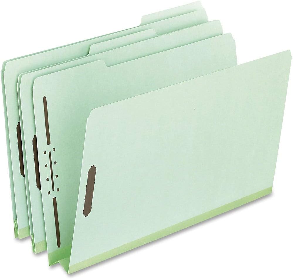 Pendaflex Pressboard Fastener Folders, Letter Size, Light Green, 2" Expansion, 1/3 Cut, 25/BX (17181)