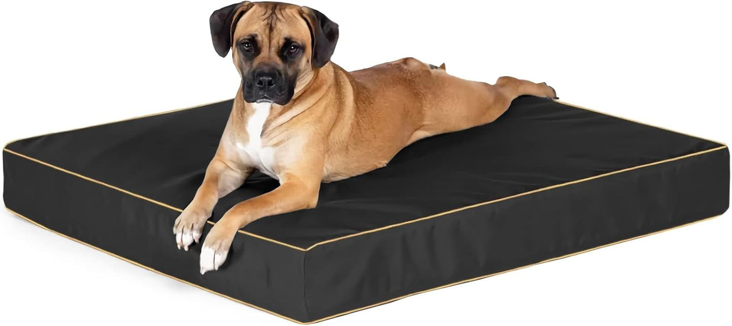 Dog Bed Cover,Waterproof Tough Plastic DIY Pet Bed Cover,Non Stick Hair Easy to Clean Rectangular Fillable Dog Bed Covers with Zipper(Black,44" L x 32" W x 4" Th,Cover Only)