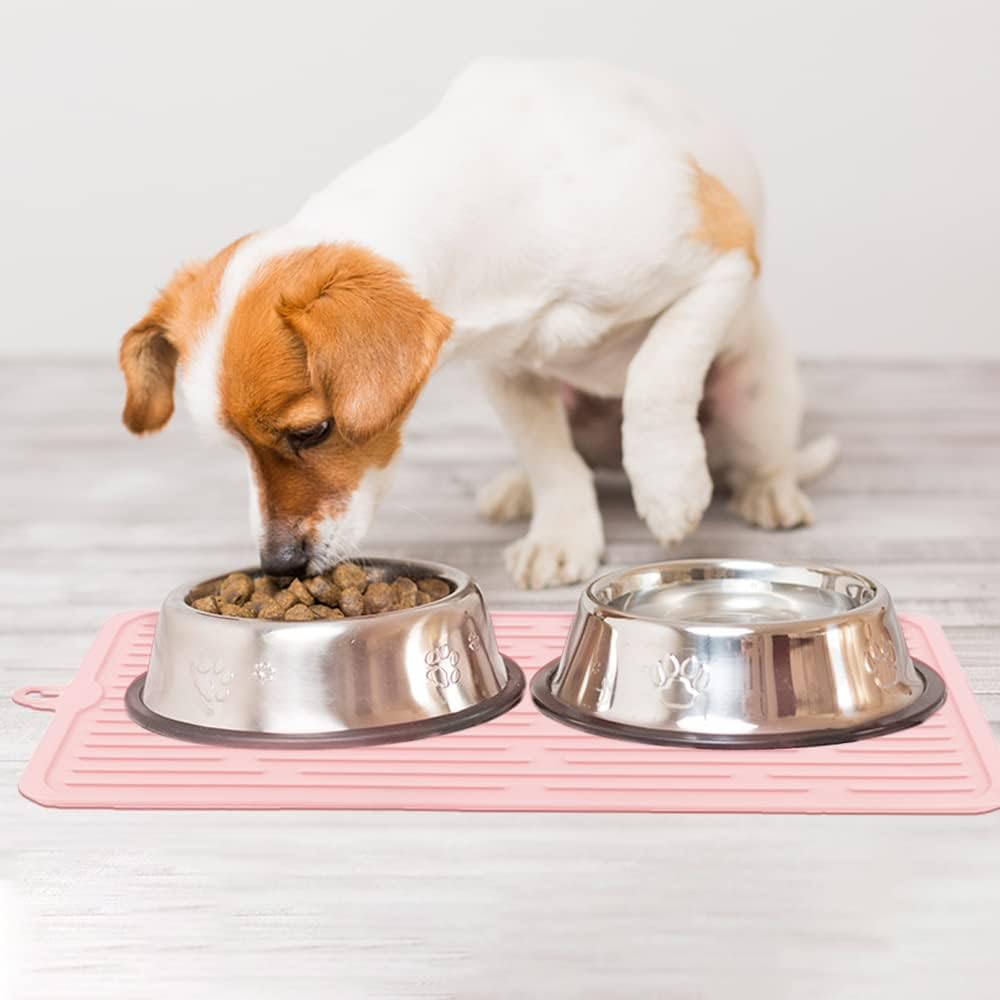 Pet Placemat for Dog and Cat,Mat for Prevent Food and Water Overflow,Portable and Foldable Mat,Suitable for Medium and Small Pet Placemat for Dog and Cat(Pink)