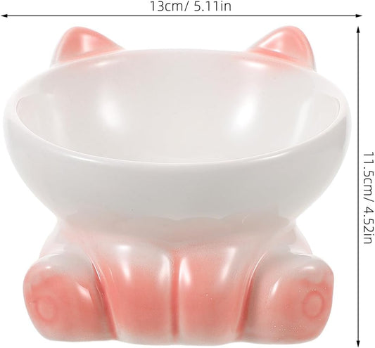 Milisten Ceramic Raised Cat Bowl Elevated Pet Feeder with Stand Slow Feeder Design for Portion Control Whisker-Friendly Food and Water Dish Suitable for Senior Cats and Small Dogs