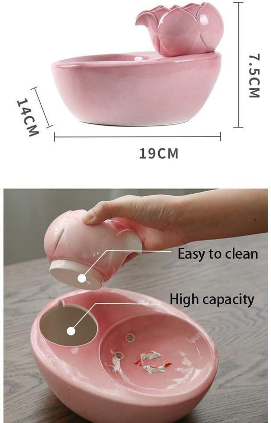 Pet Water Dispenser with Ultra-Quiet Pump Filter Automatic Circulation Fountain Cat Dog Mobile Water Basin Drinker (Color : Pink 2) (Pink 1)