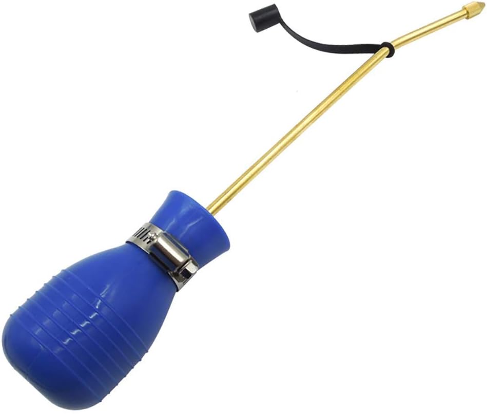 Bug Treatment Powder Duster/Large Diatomaceous Earth Bulb Duster/Powder Applicator/Garden Applicator/Bulb with Long Copper Tube for Indoor and Outdoor Insect Treatment Blue