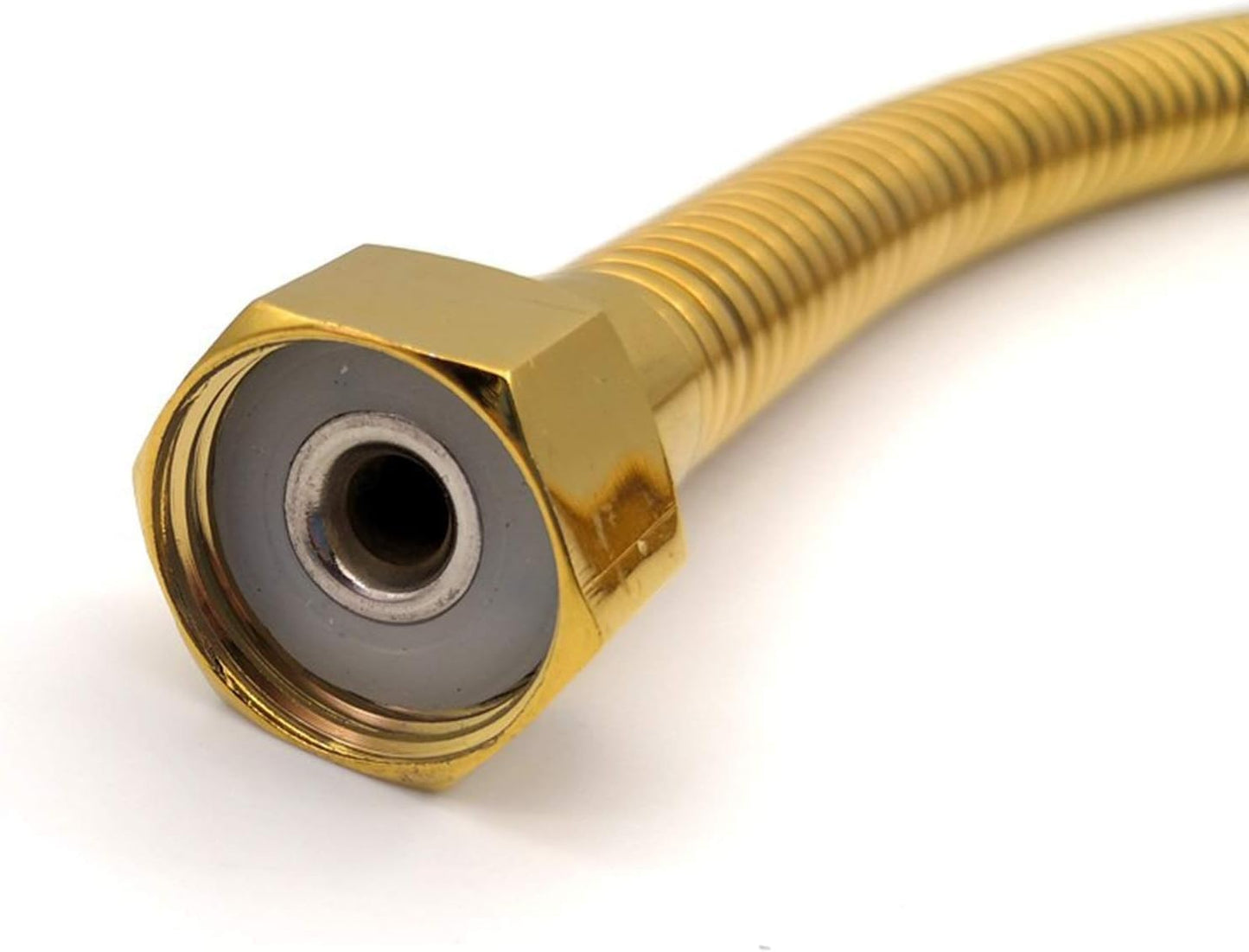 Gold 50cm Plumbing Pipe, Plumbing Hose 1/2 Angle Valve Connector, Stainless Steel Gold Toilet Hose for Bathroom, Fittings Length, Tubing and Hoses