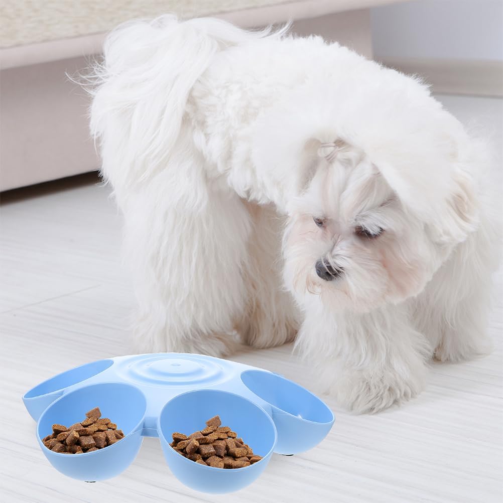 POPETPOP 2pcs Cat Food Water Bowls Plastic Dog Cat Feeder Bowls Multi- Feeder 6-Meal Kitten Food Dishes Petals Shaped Dog Bowl Blue