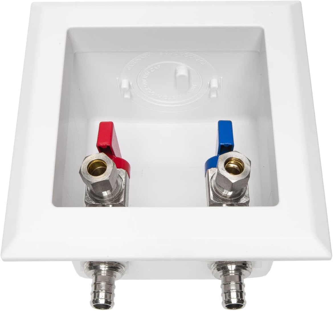 EFIELD Pex Pre-assembled Faucet Outlet Box, 1/2-Inch Barb Crimp Pex Inlet with Installed 1/4-Turn Ball Valve For Hot & Cold Water Supply, Chrome Plate,(FC003)