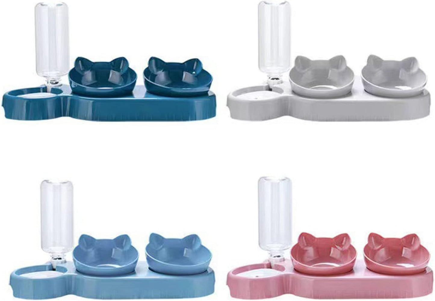 Pet Food Feeder and Waterer Detachable Anti-overturning Bowl Anti-Leak Water Fountain- Slanted Raised Bowl