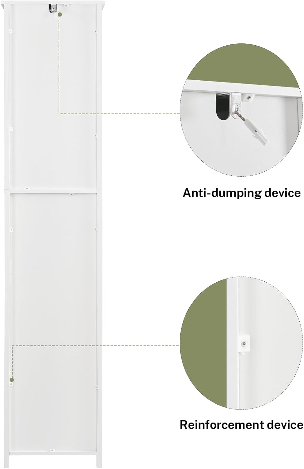 WEENFON 67 Tall Bathroom Cabinet with 6 Shelves & 1 Drawer, Narrow Storage Cabinet with Adjustable Shelves, Silm Cabinet for Living Room, Kitchen, White