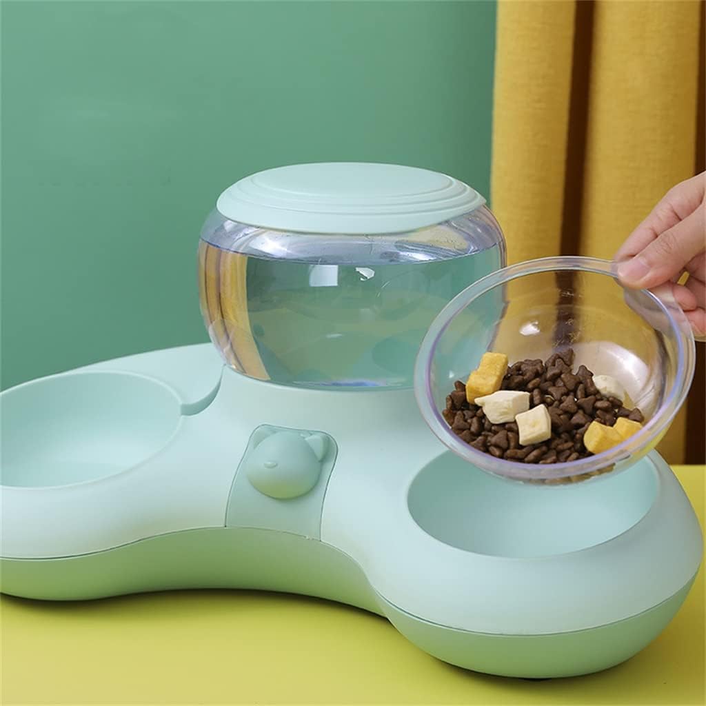 Pet Cat Bowl Automatic Feeder Dog Cat Food Bowl with Water Fountain Double Bowl Drinking Raised Stand Dish Bowls for Cats (Color : B Size : One Size) (A One Size)