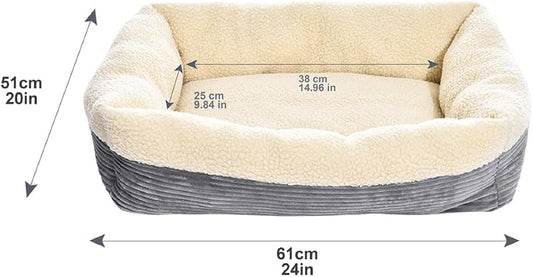 Amazon Basics Anti-Slip Self-Warming Pet Bed For Cat or Dog, Rectangle, Grey, 24"L x 20"W x 7"H