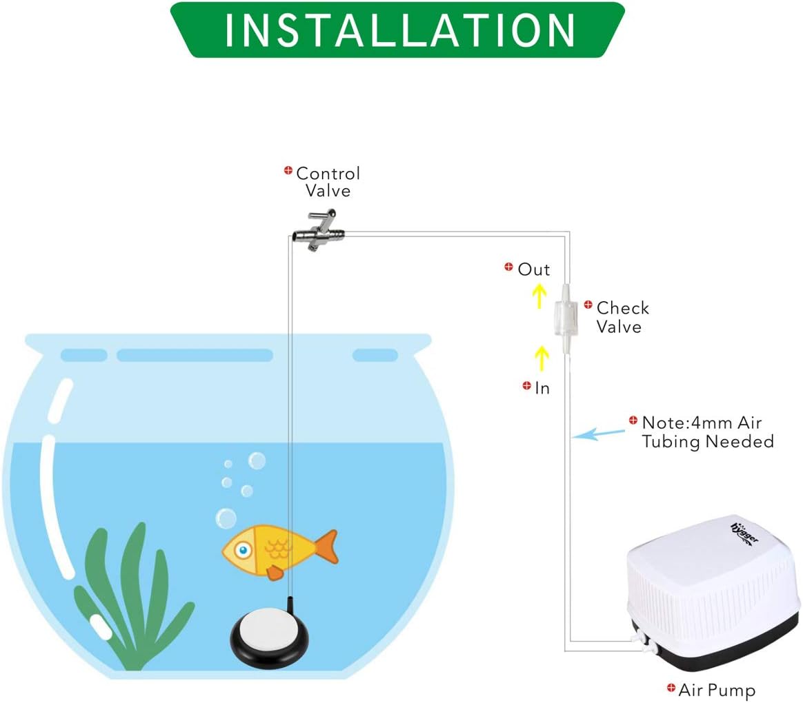 hygger Aquarium Air Stone, Bubble Stone Fish Tank Oxygen Ultra Silent Deep Dissolving Oxygen Diffuser Kit for Aquarium Fish Tank and Hydroponic