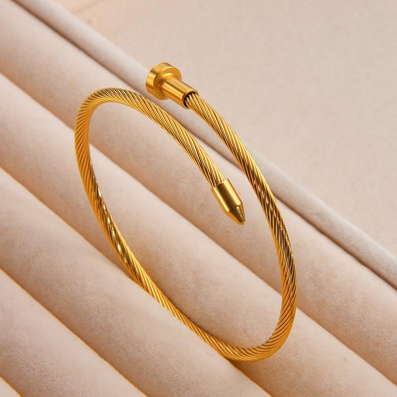 Gold Bracelets for Women-4Sets/3ets,18K Gold Plated Bracelet,Stainless Steel Bangle Bracelets Non Tarnish, Gold Bracelet Set Trendy Jewelry,Christmas Valentines Birthday Gifts for Girlfriend