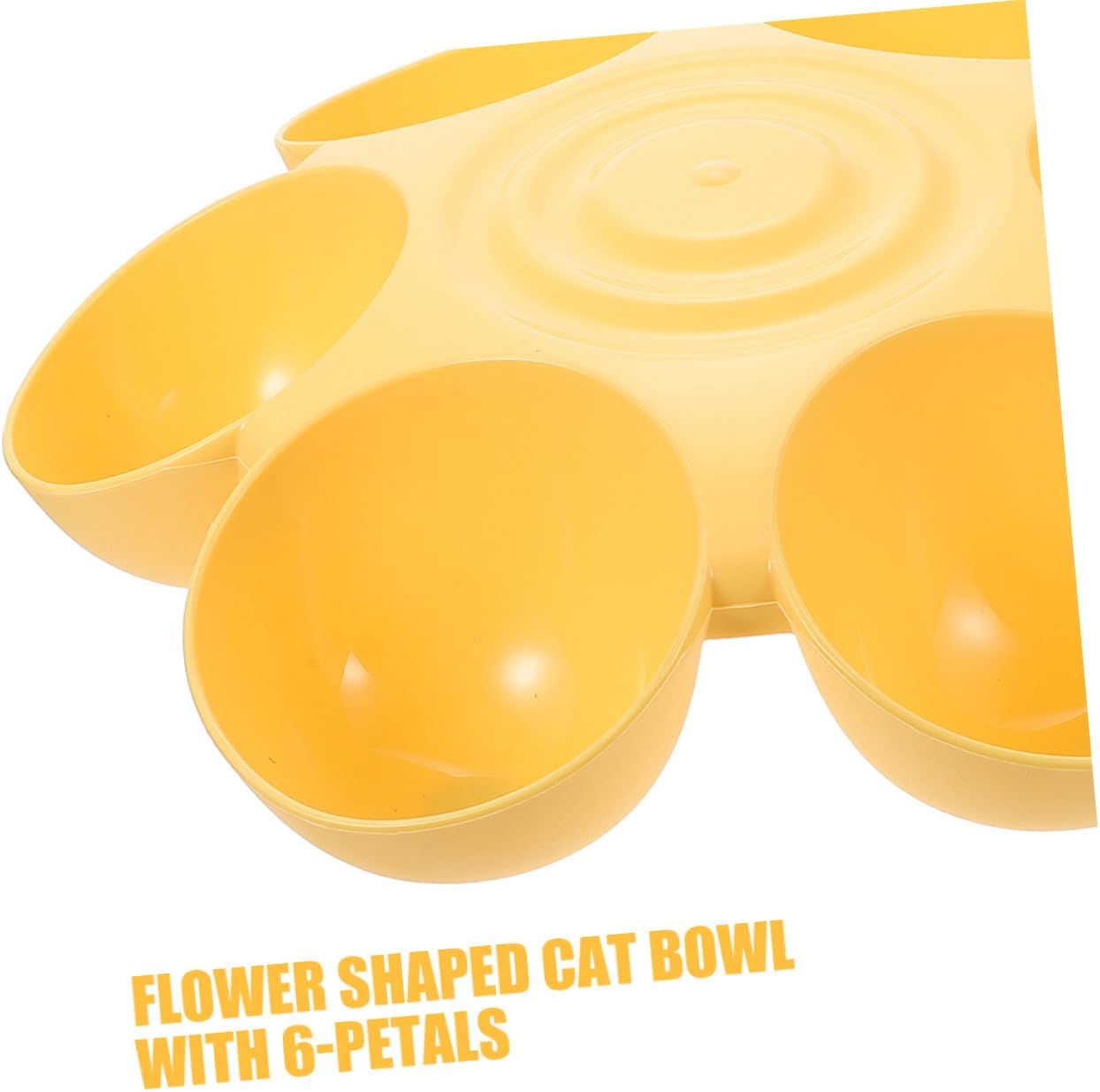 Milisten 2pcs Flower Petal Shaped Pet Feeder Bowls, 6-Compartment Plastic Food and Water Dishes, Non-Skid Reusable Indoor Cat and Dog Feeding Supplies, Portable Yellow Bowls for Multi-pet