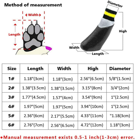 4pcs/Set Outdoor Waterproof Nonslip Anti-Stain Dog Cats Socks Booties Shoes Wth Rubber Sole Pet Paw Protector for Small Large Dog (5)