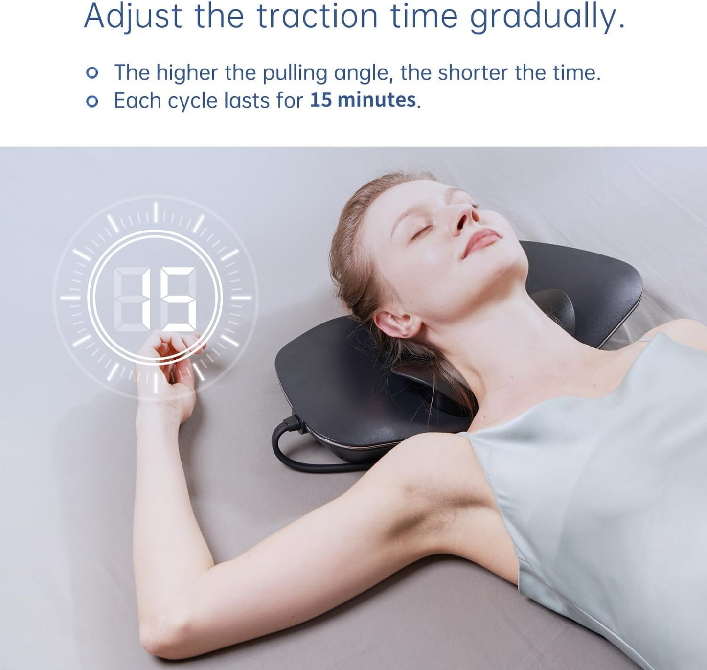 Multi-Functional Cervical Traction Device, Electric Neck Stretcher with Dynamic Neck Stretching, 3 Modes Electrotherapy and Hyperthermia to Relieve Neck Pain, 104 to 122℉(40 to 50℃), Easy to Use