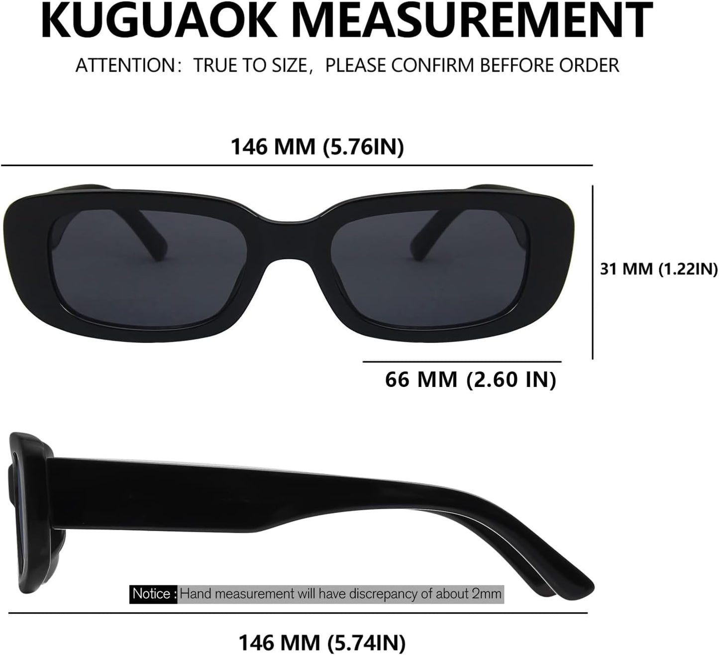 KUGUAOK Retro Rectangle Sunglasses Women and Men Vintage Small Square Sun Glasses UV Protection Glasse