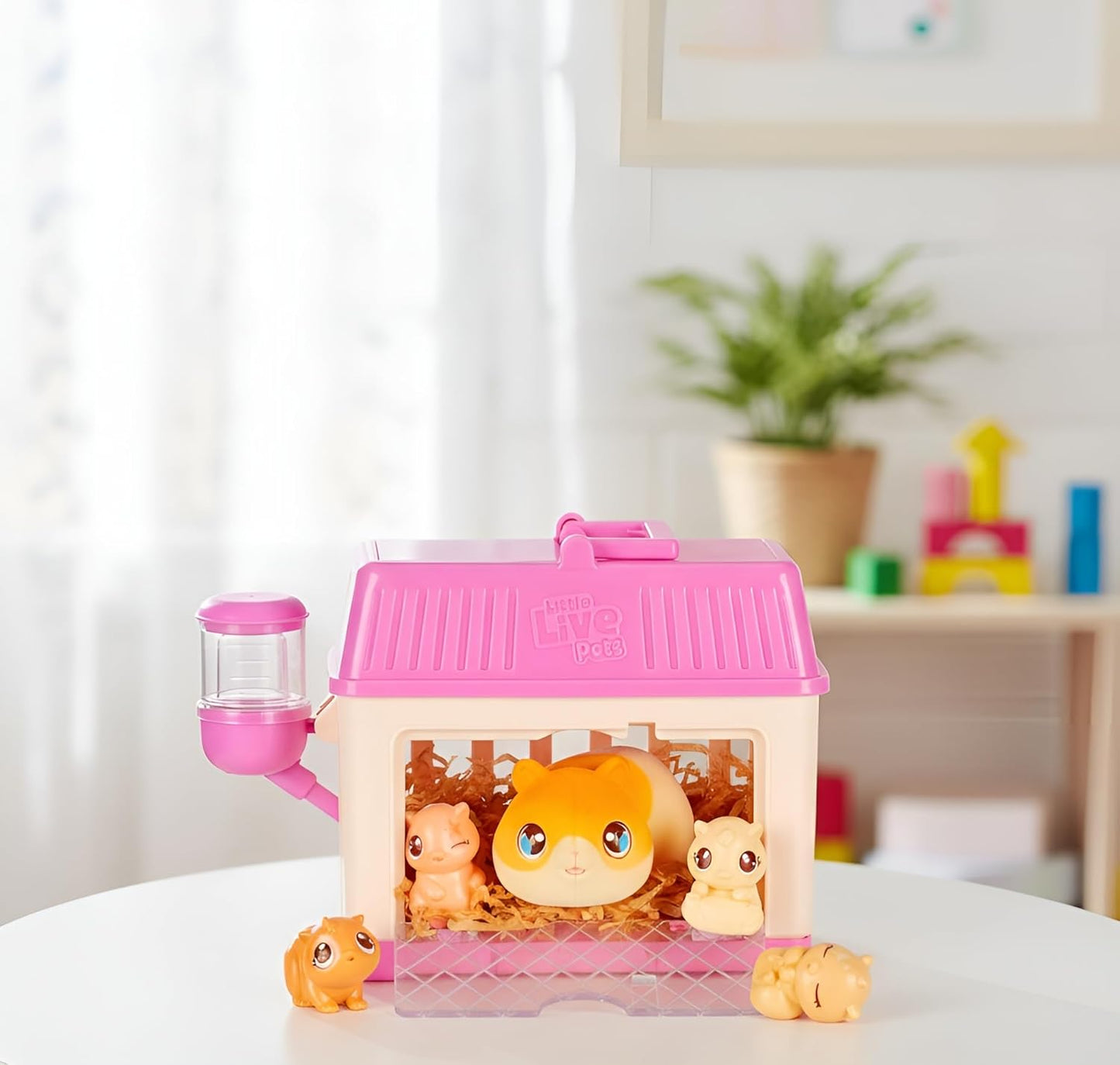 Little Live Pets Hamster Mini Interactive Toy Set, Hutch Animal Playset with 3 Surprise Babies, 20+ Sounds, Hamster Must-Haves for Ages 3+