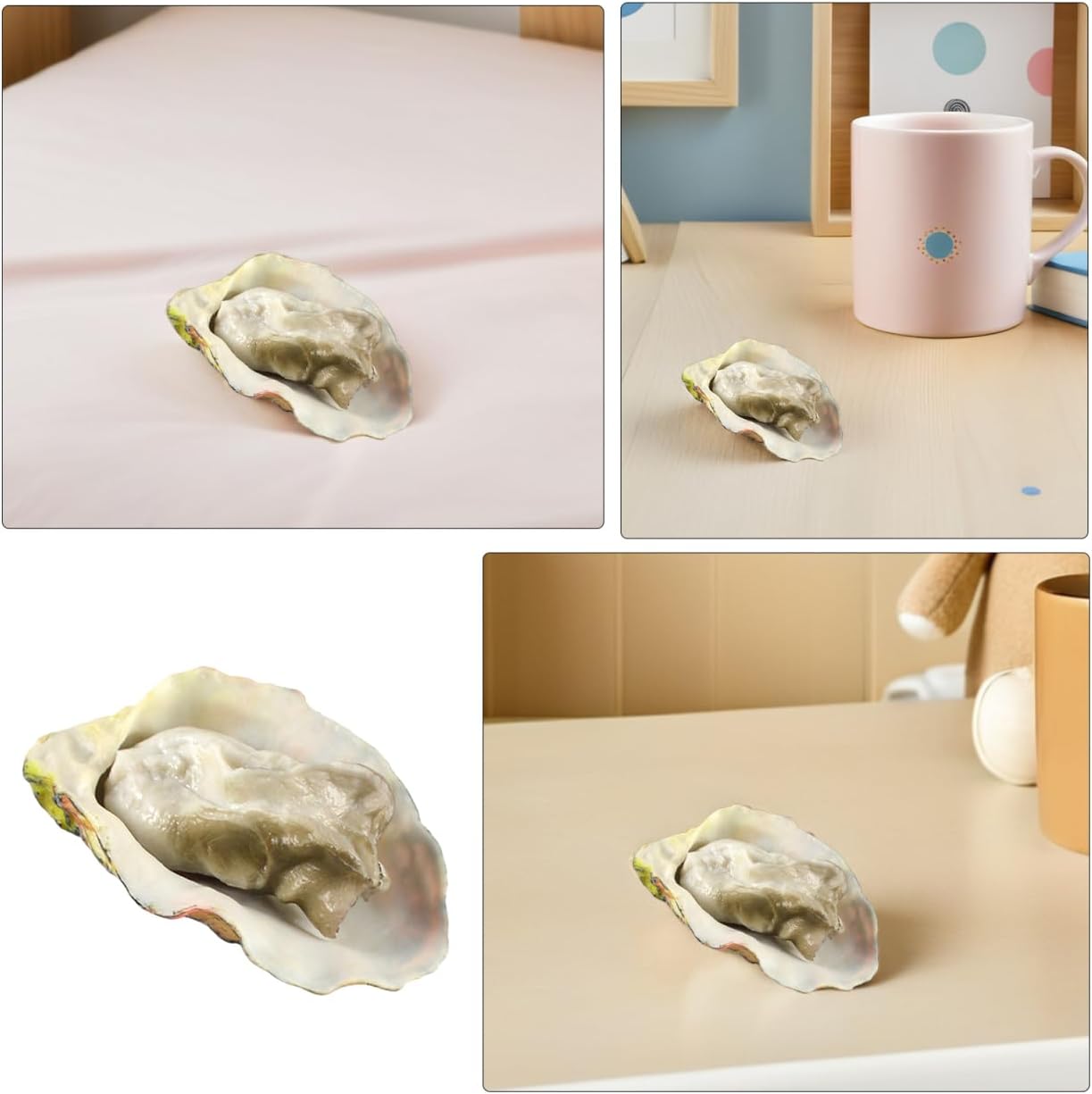 Toyvian 4pcs Artificial Oysters, Fake Shellfish Seafood Model Scallop Food Photography Prop Food Sample Display for Home Kitchen Party Decoration B