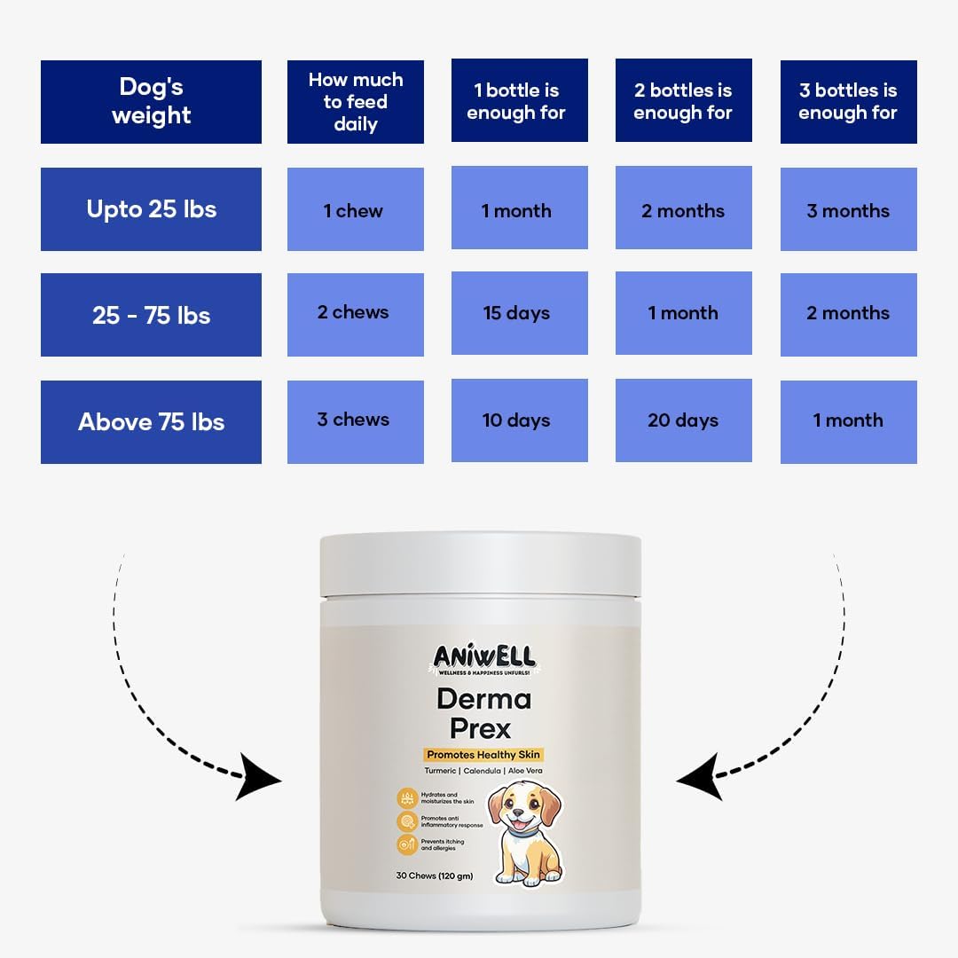 DermaPrex: A New Age Natural Formula for Itching & Allergy, Vitamin E & Borage Oil Supplement – Packed with Beneficial Fatty Acids for Healthy Skin – Seasonal Allergies Chews | Pack of 3