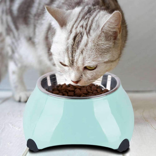 SuperDesign Raised Cat Bowls, Stainless Steel Bowl with Melamine Stand, Small Dog Bowls, Food and Water Pet Feeder, Anti-Slip Feeding Dish for Puppy and Kitty