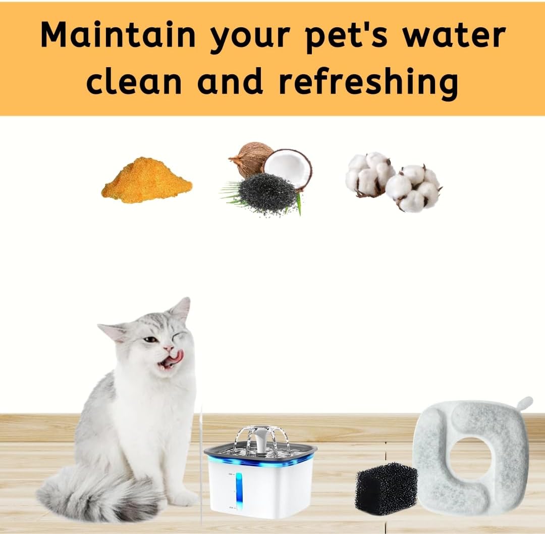 Nispira Cat Water Fountain Filter Replacement Filters for Veken 67oz, 95oz, 135oz Automatic Pet Fountain Dog Water Dispenser, 12 Packs