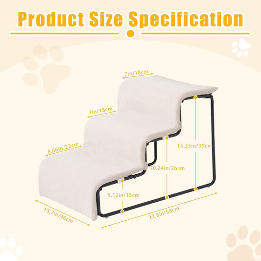 3-Step Pet Stairs with Soft Cushions for Small & Medium Pets Easy Climbing to Bed, Chair, Sofa, Windowsill Sturdy & Safe Design (Pet Stairs Only)