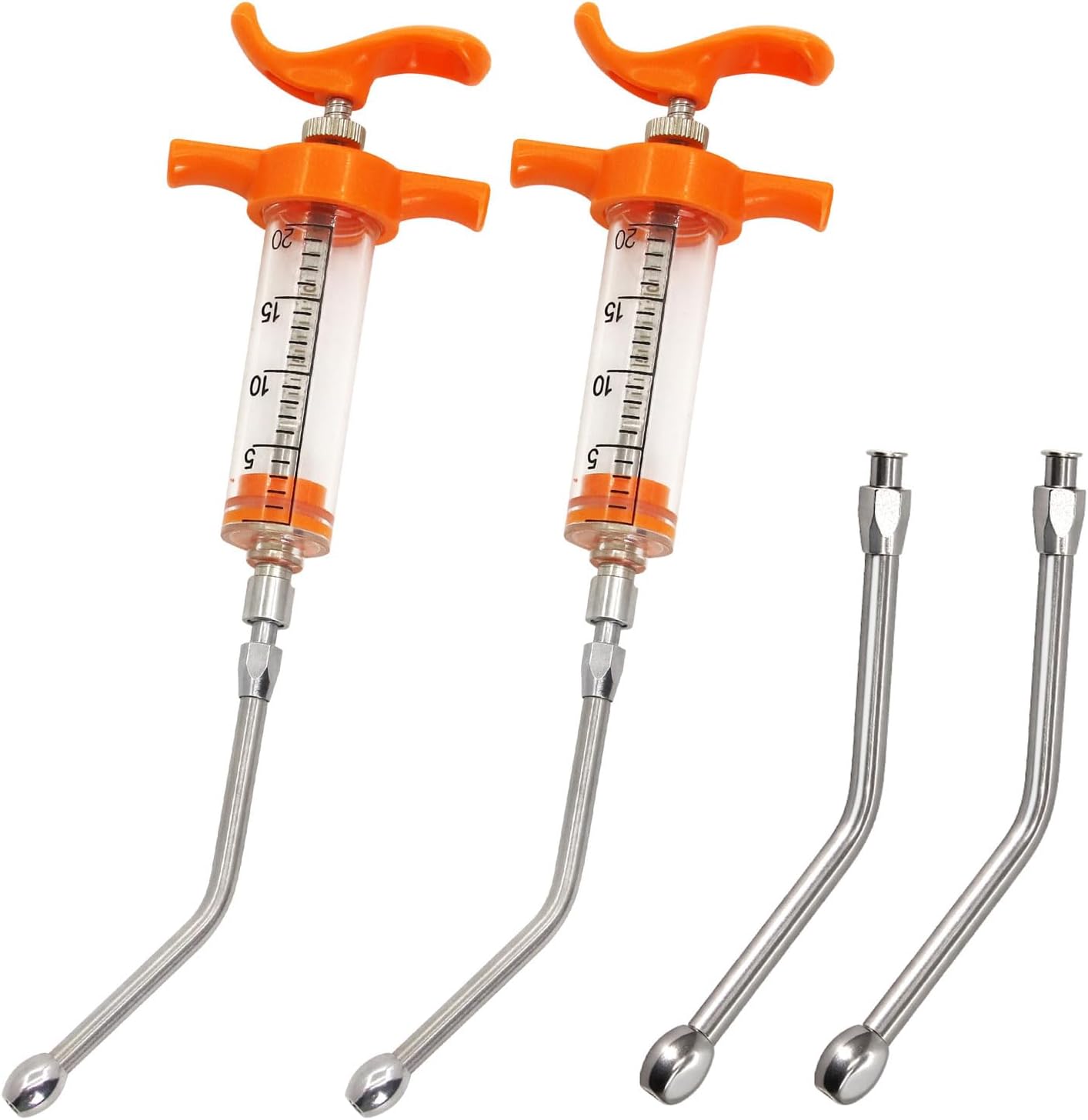 2 Pieces Goat Syringe with 4 Drench Nozzle Adjustable Dosage ,Reusable Drench Syringe for Sheep ,Dog,Goat,Pig, Cat Feeding Supplies(20ML)