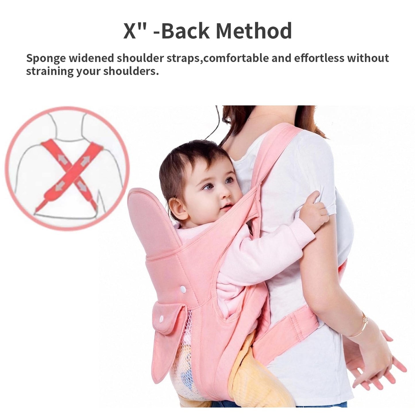 KIYUMI Baby Sling Carrier Portable Newborn Toddler,Child Infant Baby Carrier-Child Carrier Sling,Lightweight & Breathabl Hip 4 in 1 Carry,Pink