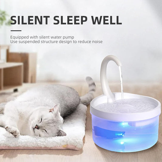 Cat Water Fountain, Automatic Pet Water Fountain with Faucet, Birds Shower Dog Water Drinking Dispenser with LED Indicator for Cats Dogs Small Animals,White