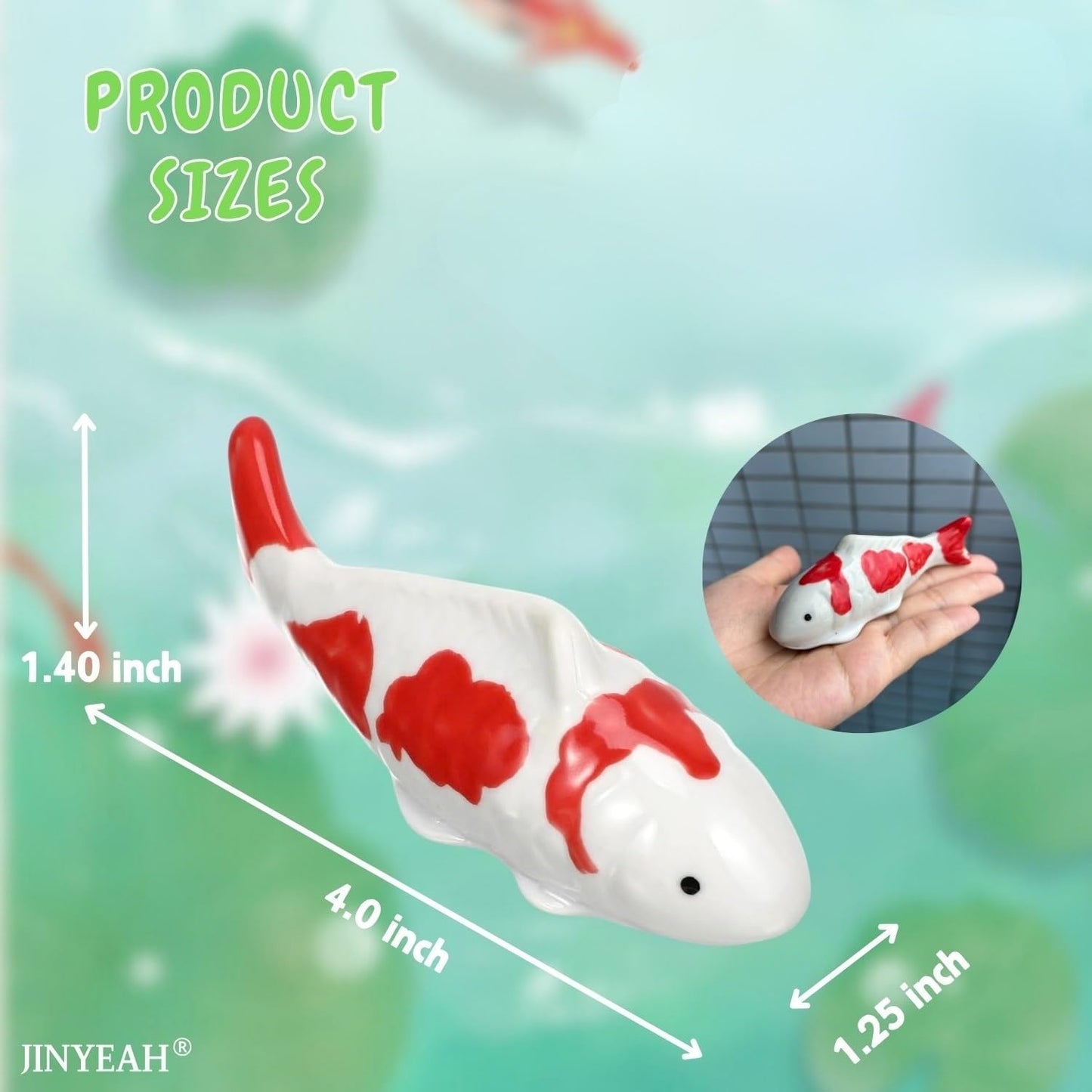 Ceramic Floating Koi Fish【China Glaze Craftsmanship】 Pond Decor Ceramic Floating Fake Fish Goldfish Koi Decor for Floating Pond Fountain Birdbath Fake Aquarium Decor 2PCS