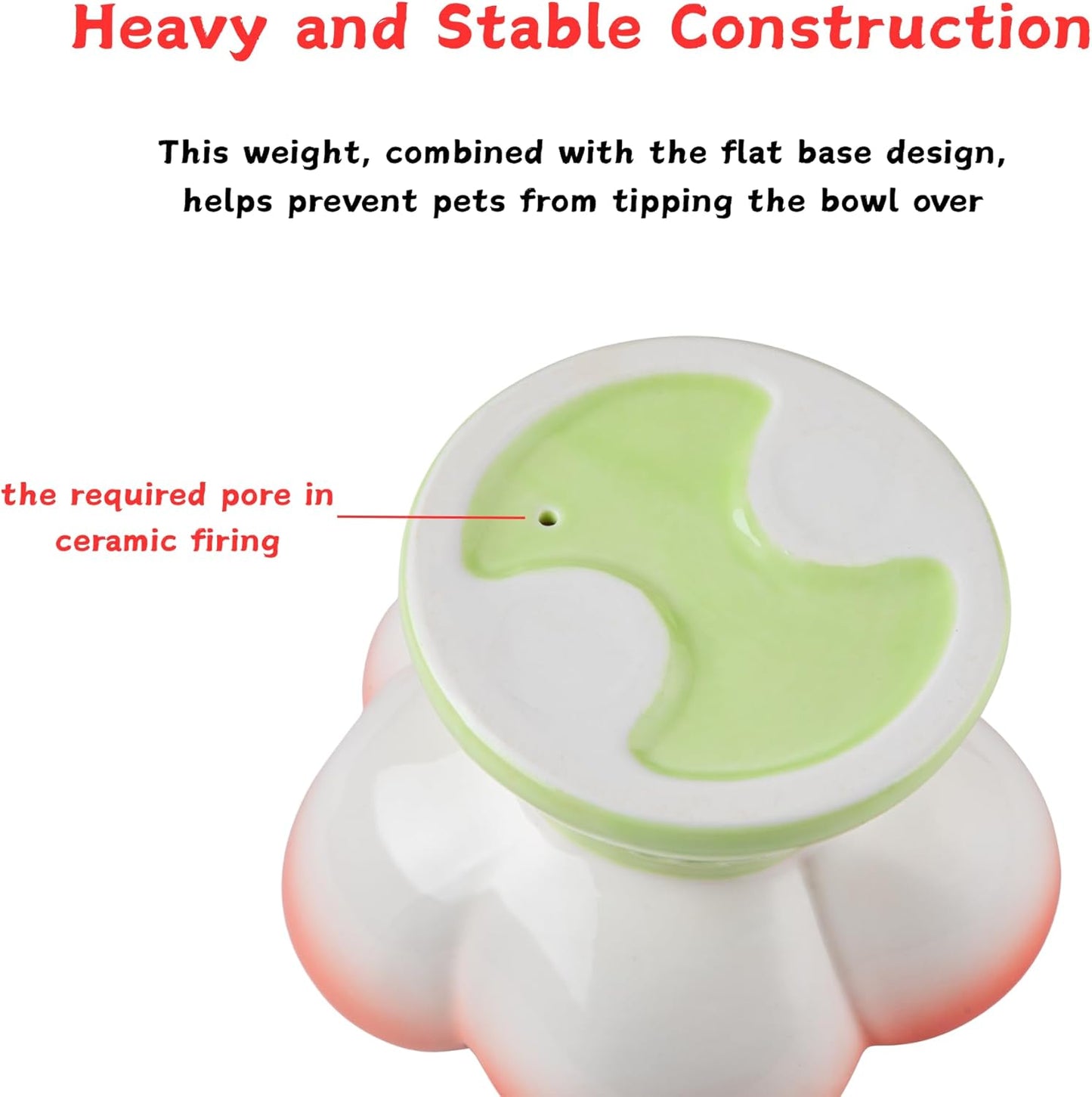 Ceramic Cat Divided Bowl Flower Shaped (5 Sections) - 4 Inch Elevated Design Cute Slow Feeder Bowl, Heavy Base, Under-Glazed Gradient Color - Separates Dry/Wet Food, Veggies, Fruits & Treats