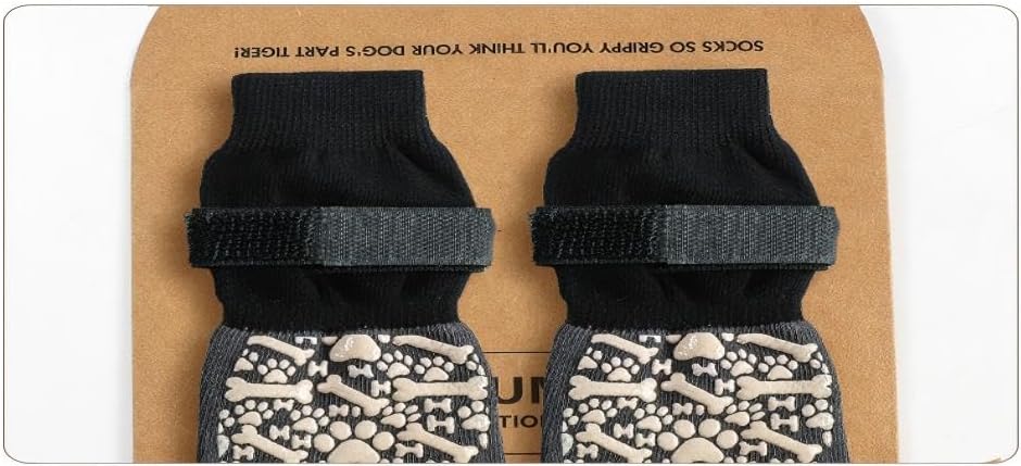 Anti-Slip Dog Socks for Hardwood Floors, Paw Protectors for Small to Large Dogs,Adjustable Non-Slip Dog Shoes with Traction Sole, Breathable & Washable Paw Protection for Indoor Outdoor Use(M:8Socks)