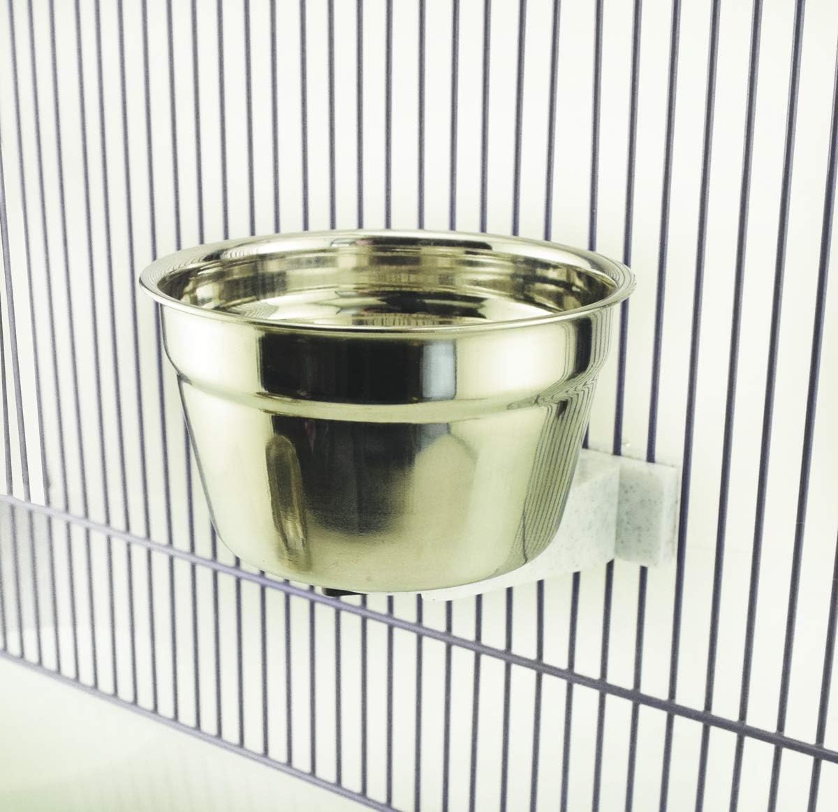 Lixit® Stainless Steel Kennel Food or Water Bowl - Non Spill Hanging Removable Crate Bowls - Carrier Cage Dish for Dogs or Cats for Feeding and Drinking (Stainless Steel, 10 Ounce)