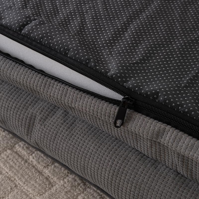 Orthopedic Dog Bed, Waterproof C-Shaped Pet Sofa with Removable Washable Cover, Non-Slip Bottom, Quilted Comfort Couch for All Dog and Cat Breeds (Dark Gray, 42" x 32" x 6.5")