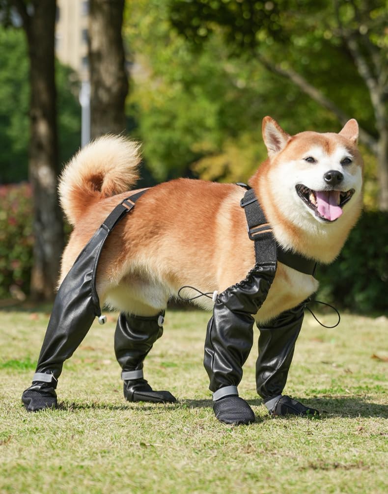 OMEM Reflective Waterproof Dog Boots | Anti-Off | Non-Slip + Wear-Resistant (2XL,Silver)