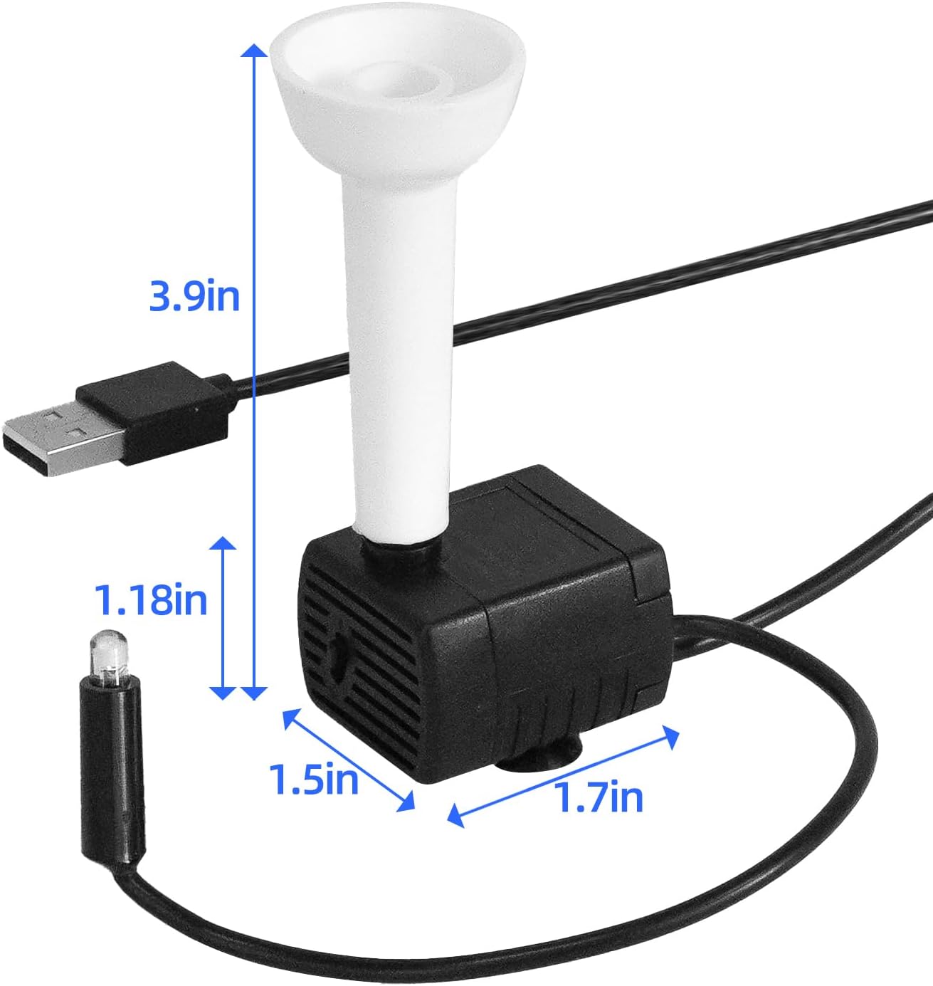 furrybaby Pet Water Fountain Replacement Pump and Light Set (For Square Water Fountain)