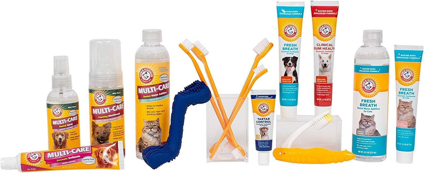 Arm & Hammer for Pets Tartar Control Dog Dental Kit, Enzymatic Toothpaste with Toothbrush and Fingerbrush, Baking Soda Formula Reduces Plaque and Tartar, Safe for Puppies, Beef Flavor, 3-Piece