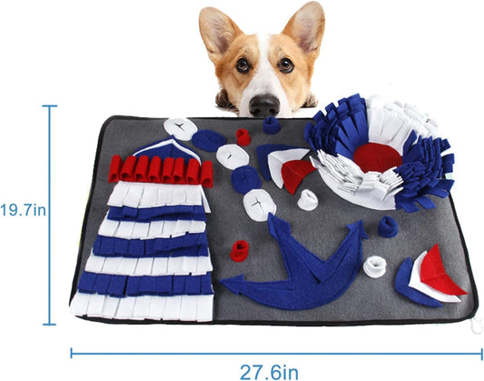 Snuffle Mat for Dogs, Interactive Foraging Puzzle Non-Slip Blanket, Premium Feeding Mat for Slow Eating & Smell Training. Dog Brain Stimulating Toys Bed (Grey)