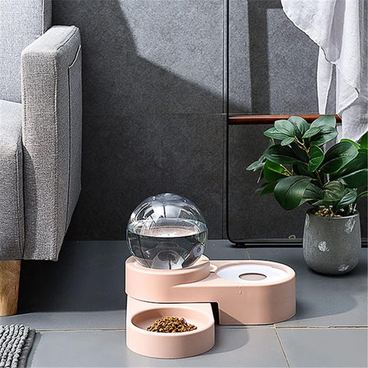 Pet Dog Bowls Cats Water Fountain Automatic Pet Feeder for Dogs Cats 1.8L Pet Drinking Dispenser Dog Double Bowl (Color : Blue) (Pink)
