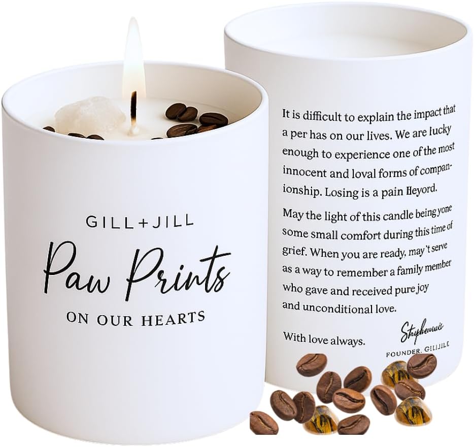 Premium Paw Prints Pet Memorial Candle – Paraffin-Free Soy Wax, Dog Memorial Gifts for Loss of Dog, Pet Loss Sympathy & Bereavement Gift, Rainbow Bridge Remembrance Gift for Grieving Pet Owner