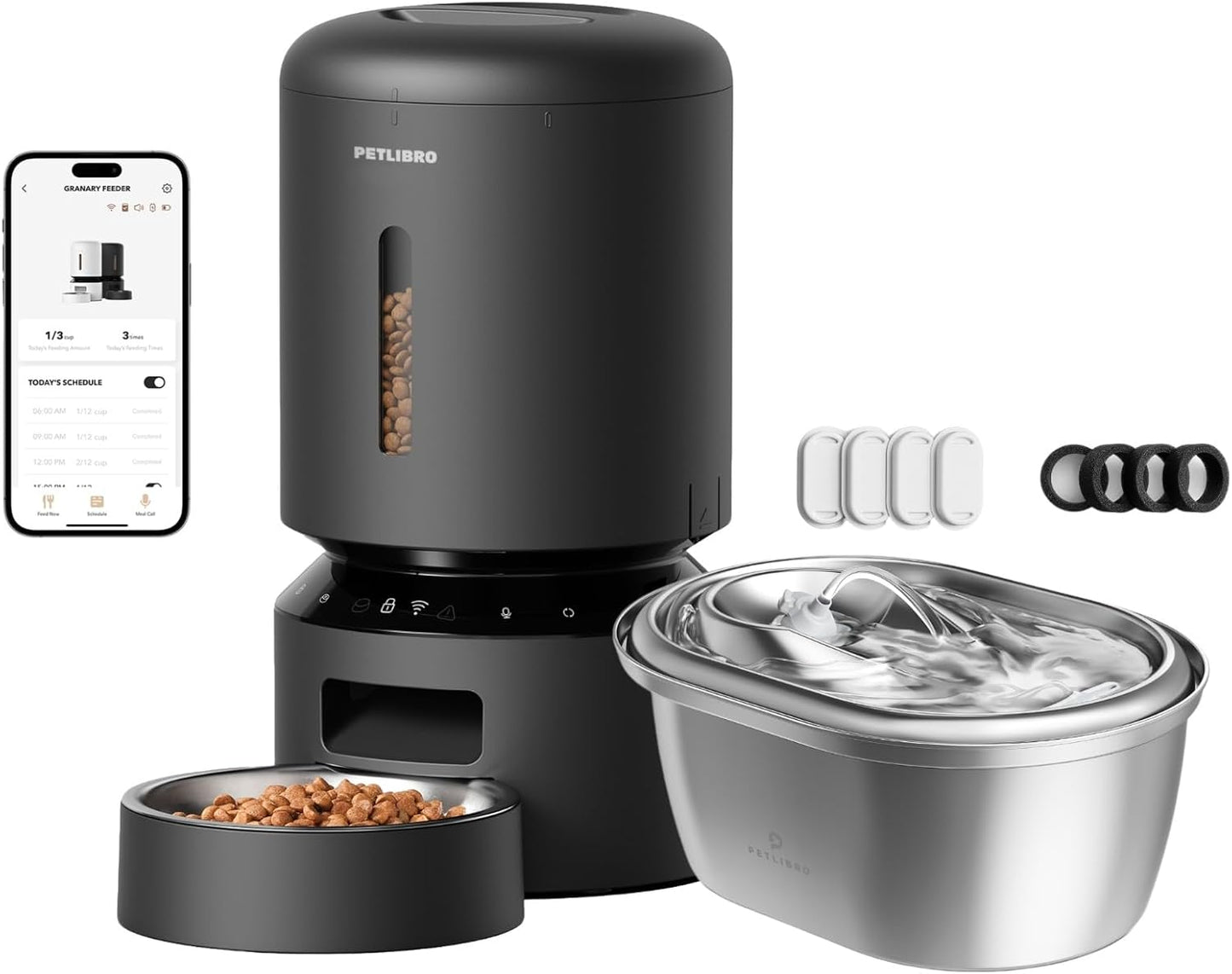 Bundle of PETLIBRO Stainless Steel Cat Water Fountain and PETLIBRO Automatic Cat Feeder, 5G WiFi