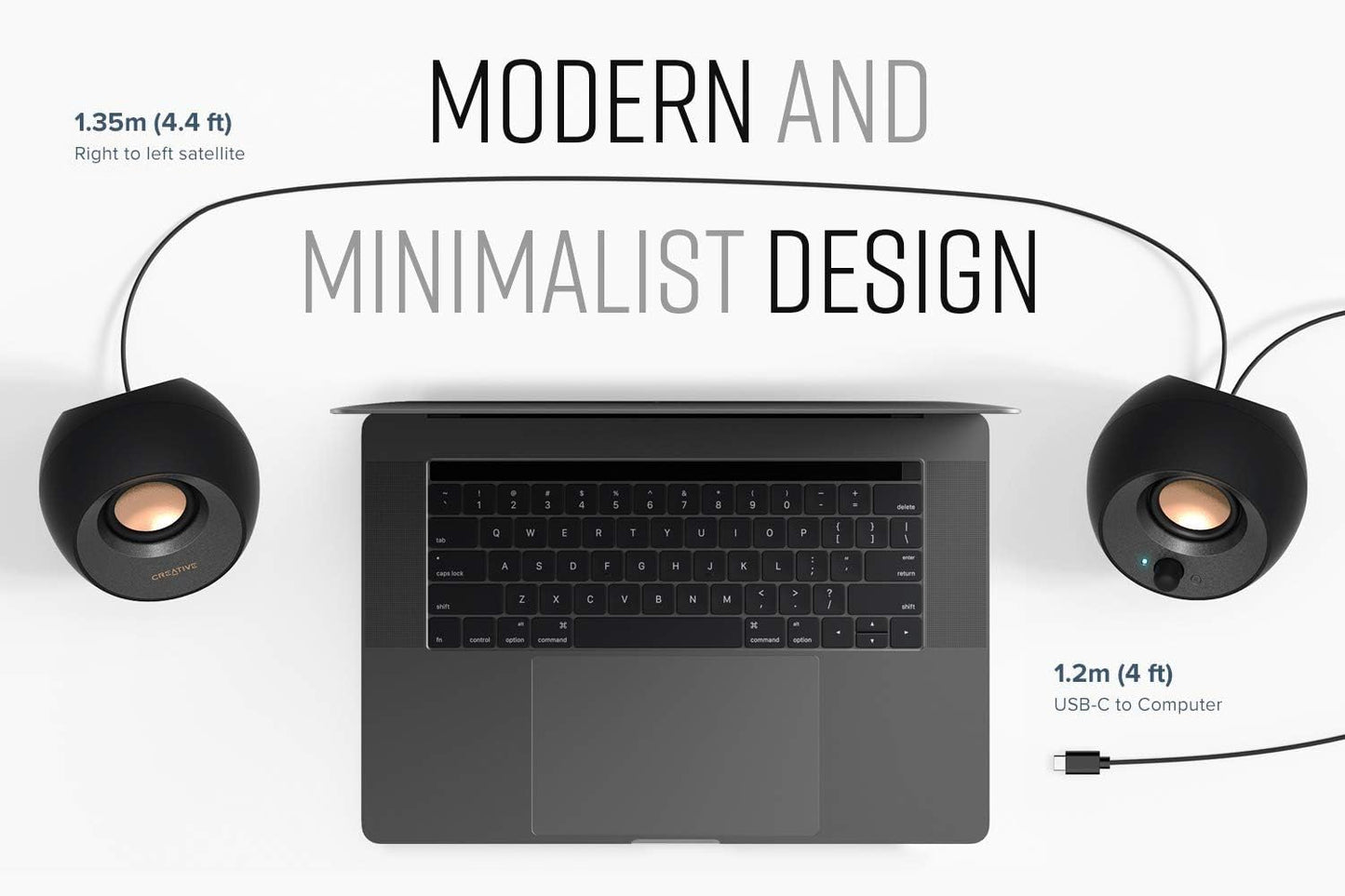 Creative Pebble V3 Minimalistic 2.0 USB-C Desktop Speakers with USB Audio, Clear Dialog Enhancement, Bluetooth 5.0, 8W RMS with 16W Peak Power (Black)