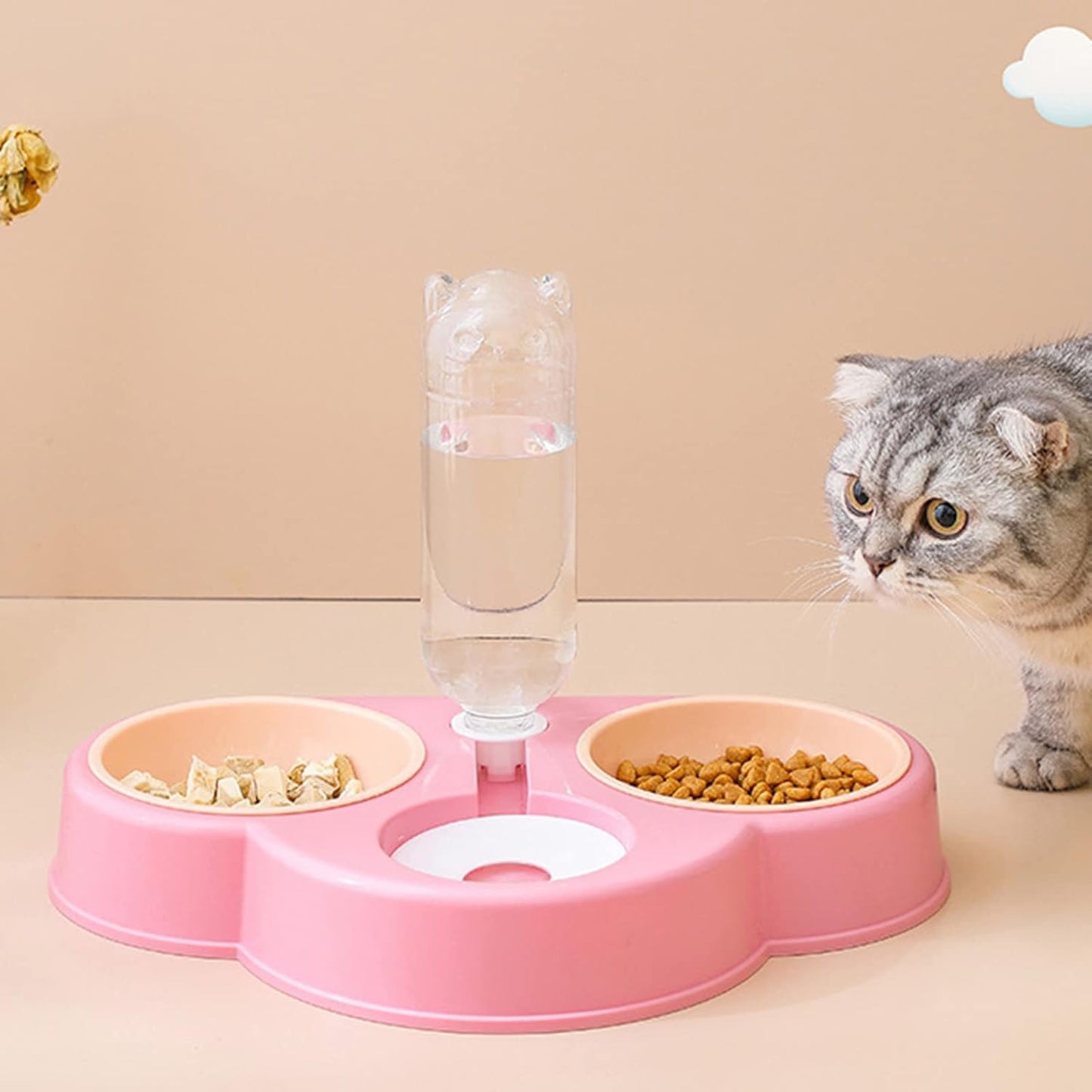 Pet Automatic Feeder And Waterer Detachable For Cat Anti-overturning Bowl Anti-Leak Water Fountain Slanted Raised Food B Pet Automatic Feeder Dog
