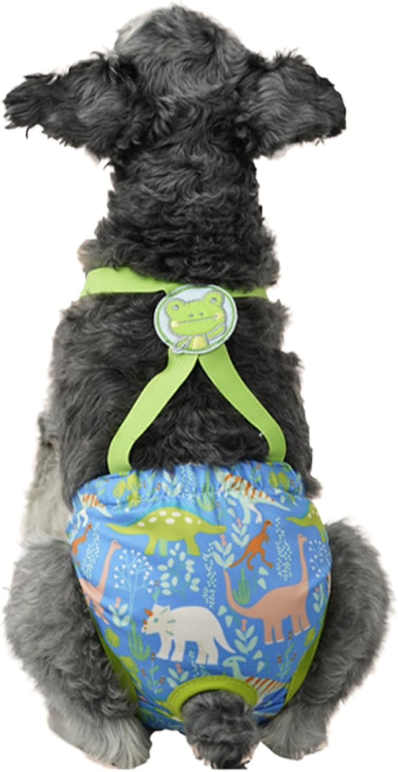 Diaper for Dogs - Washable Female Wraps with Suspender - Reusable Doggy Diaper - for Home Apartment Indoor Outdoor Travel Car Crate Kennel Yard Park Beach Camping