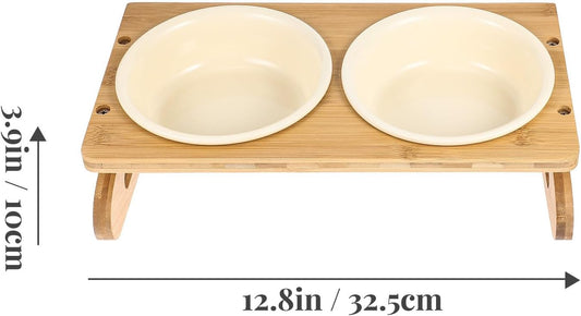 Milisten Ceramic Cat Bowls with Elevated Stand, 15cm Diameter 600ml Capacity, Anti-Slip Raised Pet Feeding Dish for Household Cats and Small Dogs