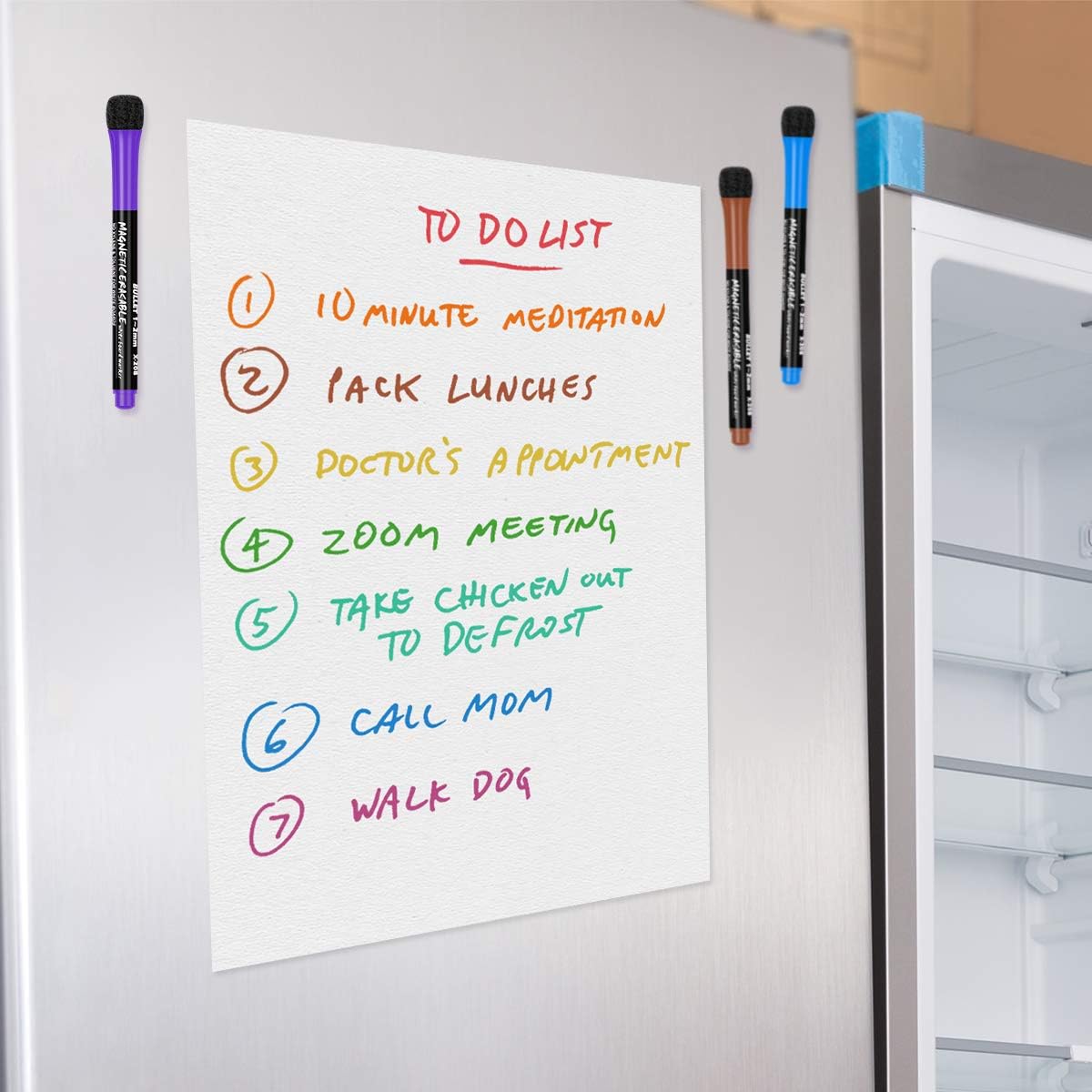Magnetic Dry Erase Markers Fine: 12 Colors Erasable Whiteboard Markers Fine Point with Eraser Cap, Low Odor White Board Dry Erase Pens Fine Tip for Kids & Teachers, Home, Office and School Supplies