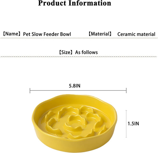 Slow Feeder Dog Bowl – 1.5-Cup Ceramic Feeding Bowl for Small and Medium Breed, Puzzle Dog Food Bowl for Fast Eater, Microwave-Safe, Non-Slip, Dishwasher(2 Pack)
