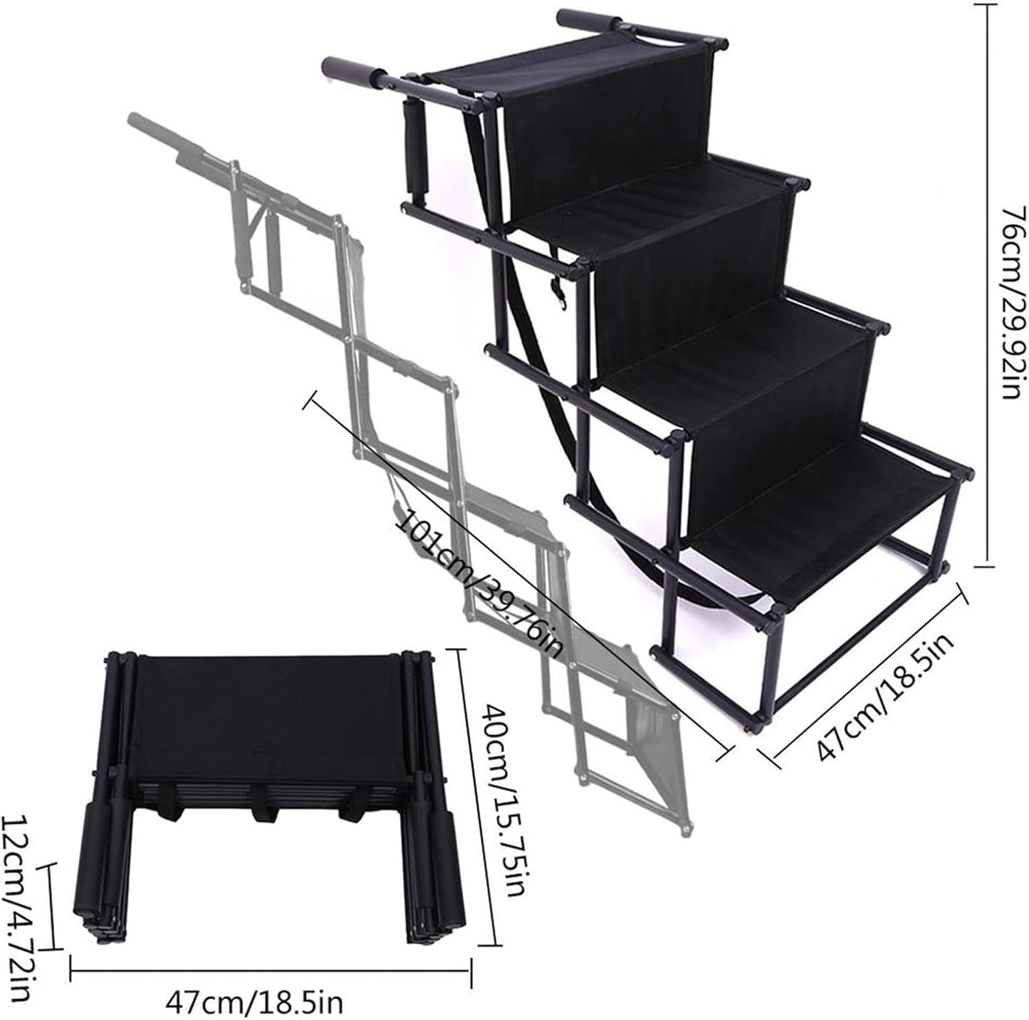 Dog Car Ramp for Medium Large Dogs, Foldable Dog Stairs for High Beds Trucks Cars Side Door Back Seat, Adjustable Lightweight Pet Ladder Can Support 180Lbs