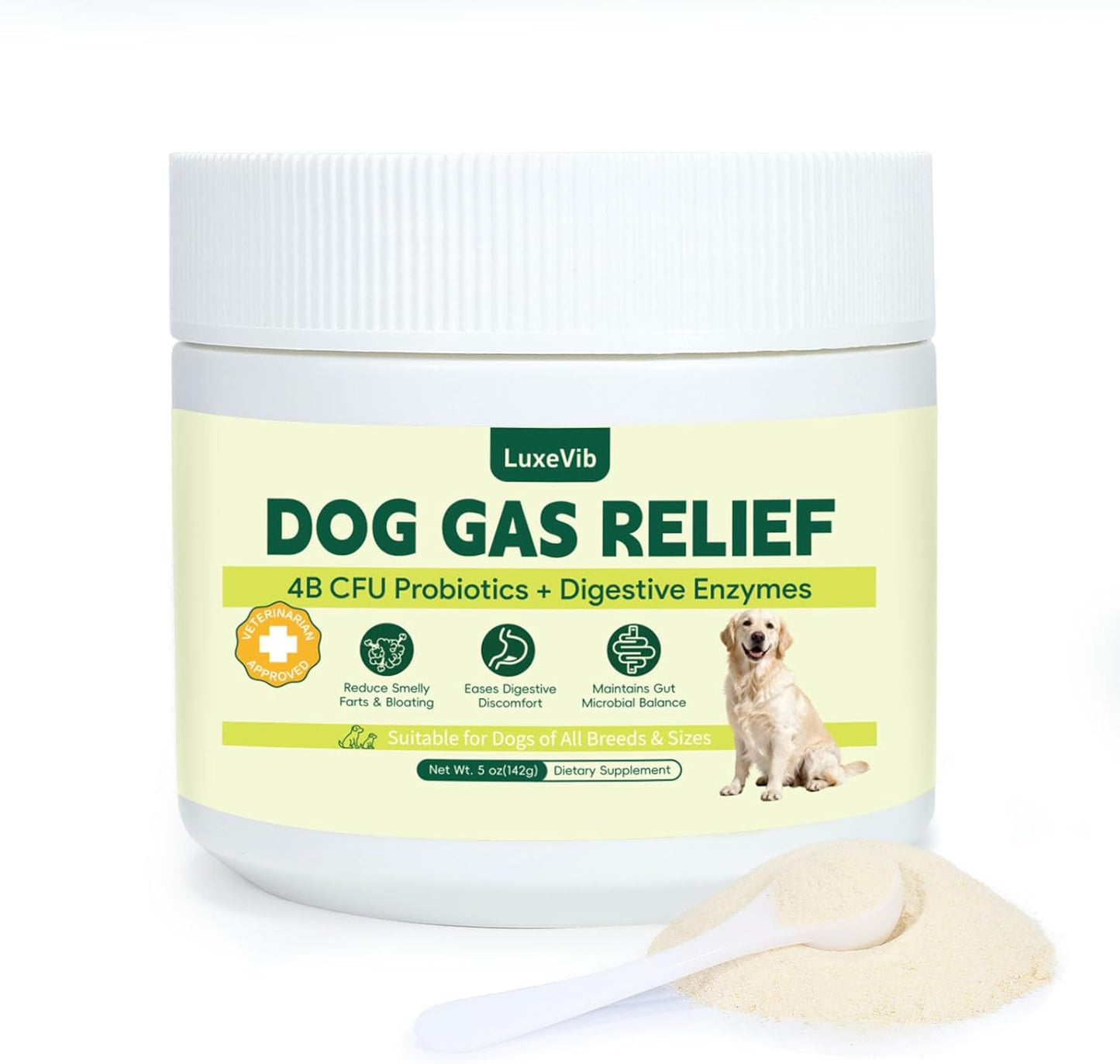 Dog Gas Relief, Relief Smelly Farts with 4B CFU Pediococcus Acidilactici Probiotics, Digestive Enzymes, Dog Fart Remedy to Help Gas & Bloating, Dogs Farts Relief, Dogs Gut Health Digestive Support