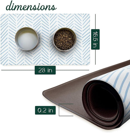 CROXTON & CO. Non-Slip Faux Leather Pet Feeding Mat for Dog Bowls | Large Bowl Mat for Food and Water | Durable, Easy-to-Clean Pet Food Mat for Floors | Size: 16.5"x28"